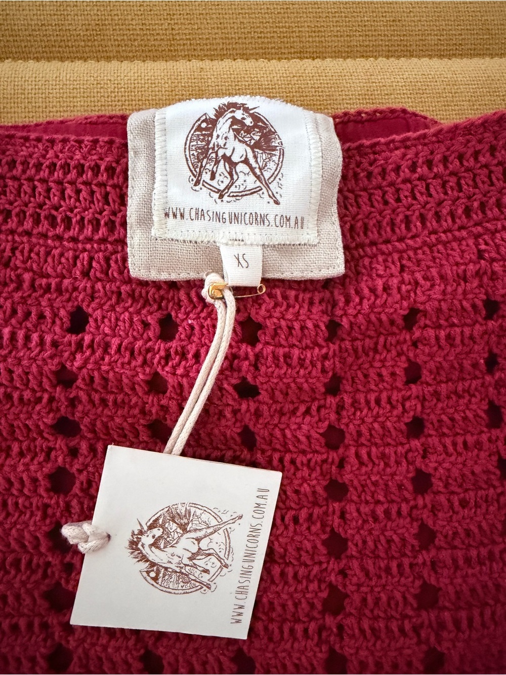 Chasing Unicorns My Wild Love in Red Crochet Fringe Mini Skirt - Picture 3 of 3